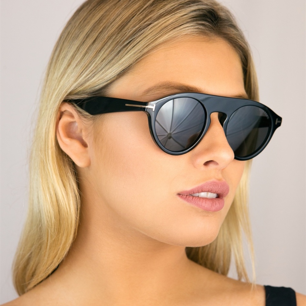 New TOM FORD Christopher-02 Black Round Sunglasses - Picture 9 of 16
